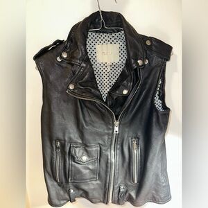 Maje Black Moto Vest Leather Jacket (lambskin leather)